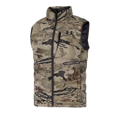 UA安德玛迷彩羽绒马甲男装防风保暖战狩猎背心户外冬季羽绒服坎