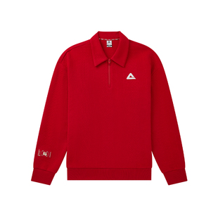 匹克五谷丰登| 新年红色半拉链卫衣男马年新款翻领套头上衣保暖女