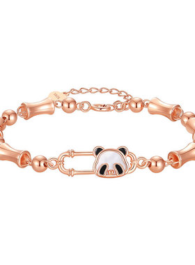 萌趣熊猫手链饰品S925纯银国风女