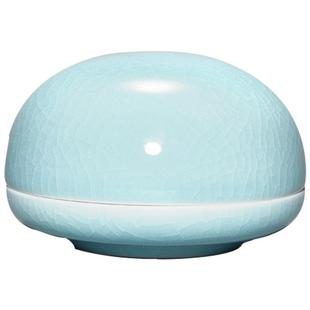 荣宝斋瓷器陶瓷印泥盒书法国画办公篆刻印泥作品包邮青瓷汝窑冰裂开片釉印泥盒文房四宝