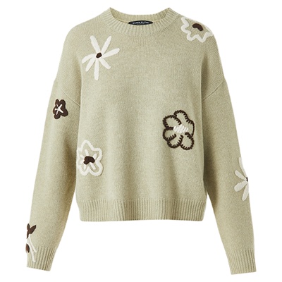 朗姿欧洲EiLEEN ELITEE纯羊毛钩花毛针织衫气质百搭优雅通勤毛衣