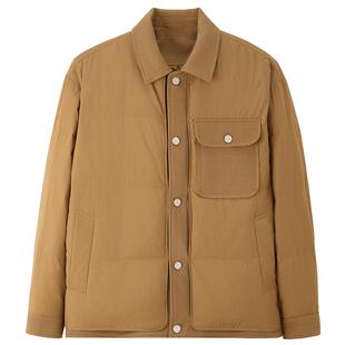 MindBridge男士短款翻领羽绒服2025新款保暖外套冬季拼接加厚夹克