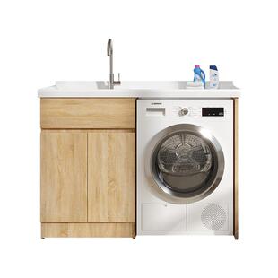 阳台洗衣机柜实木一体机式柜子洗衣池槽带搓板组合洗衣柜组合伴侣