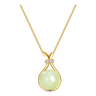 中国黄金央创和田玉福袋项链女款纯银吊坠生日礼物送女友S925