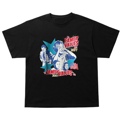 The Family Values Tour 2001音乐节街头短袖T恤哥特风嘻哈潮牌棉