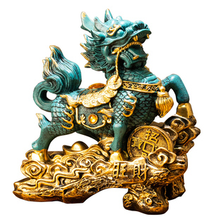 招财纳福麒麟摆件家用进门玄关柜旺宅镇宅旺宅八卦麒麟一对装饰品