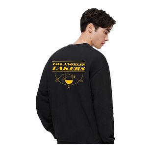 NBA官方正品男早秋舒适宽松圆领球队款休闲卫衣湖人勇士队