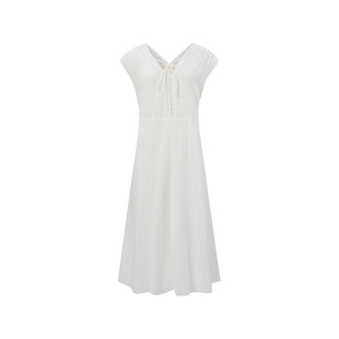 宝姿PORTSPURE女装舒适经典度假肌理感浪漫飞袖连衣裙