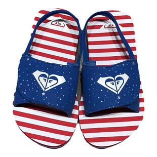 现货包邮ROXY2025新款凉儿童平跟拖鞋室内休闲沙滩一字拖露趾