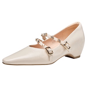 色非白色玛丽珍鞋女2026新款春季法式气质单鞋尖头内增高时尚女鞋