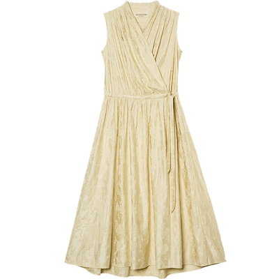 EXCEPTION例外女装2025秋季新款亚麻混纺不规则褶皱设计连衣裙子