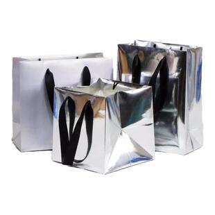 银色礼品袋礼物手提袋特种纸牛皮纸袋定制袋子高级服装商务包装袋