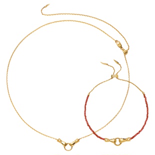 【组合】Missoma手拉手金色迷你吊坠项链石英手链套组送女友礼物