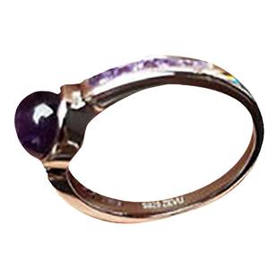 【薰衣草】戒指女925纯银 日韩时尚个性紫水晶宝石转运珠情侣活口