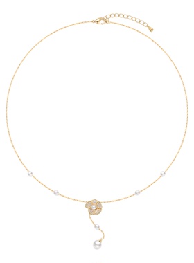 阿吉豆项链山茶花毛衣链轻奢配饰