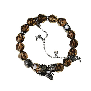 宫里上新茶晶手串天然水晶手链女蝴蝶轻奢小众黑色女生礼物女生