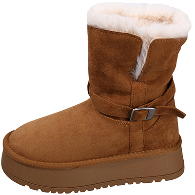 中筒厚底皮毛一体雪地靴女冬季