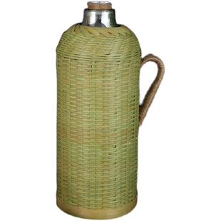 沃米老式竹编复古热水瓶家用保温瓶保温壶玻璃内胆暖瓶开水瓶水壶