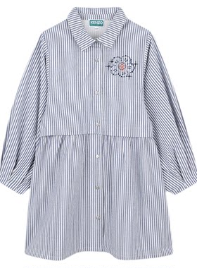 【季末】 KENZO KIDS童装女童春秋衬衫条纹连衣裙K61336