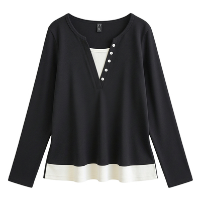 凤凰依屋长袖假两件T恤