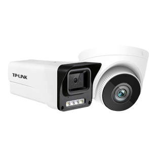 tplink室外POE枪机摄像头室内红外半球网络暗夜全彩家用高清监控