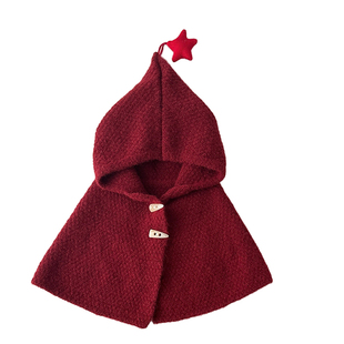 儿童斗篷帽秋冬季洋气五角星牛角扣魔术帽子围巾一体宝宝护耳帽潮