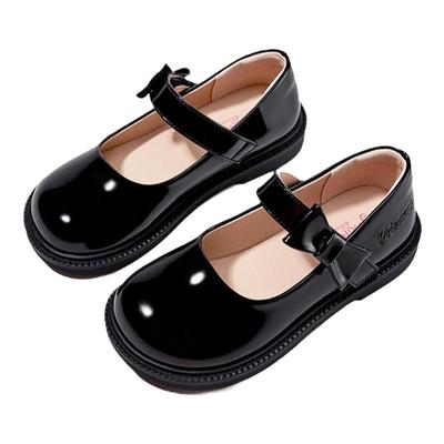 迪士尼童鞋女童黑色皮鞋春秋