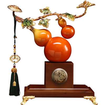 珐琅彩如意陶瓷葫芦摆件