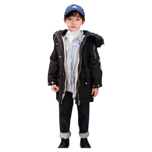 韦氏冬装男童儿童宝宝羽绒服外套上衣连帽白鸭绒大毛领洋气保暖