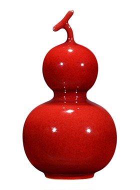 钧瓷红色葫芦摆件招财好运桌面