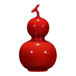 钧瓷红葫芦招财镇宅摆件陶瓷福禄客厅玄关桌面乔迁礼物高级感装饰
