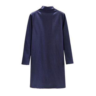 秋冬长袖加厚连衣裙女双面德绒中长款T恤裙高领打底裙内搭休闲裙