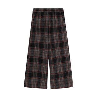 沫沫家童装冬装女童百搭裤子2025秋冬季新款儿童加绒直筒格子长裤