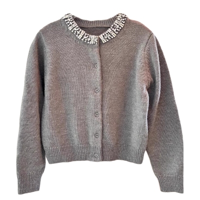 千金重工钉钻小香毛针织衫女短款