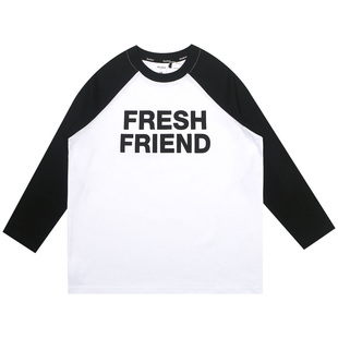 男童T恤纯棉长袖薄大童宽松撞色插肩袖痞帅风青少年春夏新款上衣