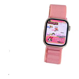 CA 水嫩蜜桃粉高山款编织AppleWatch9表带适用于苹果手表iWatch87