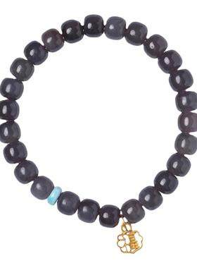 天然烟紫和田玉手串款女14k包金