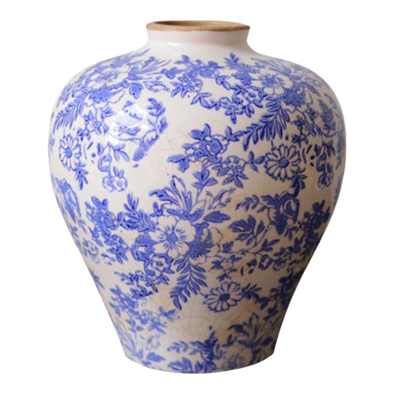 青花瓷复古陶瓷花瓶中古高级感水培插花干花装饰品客厅桌面摆件