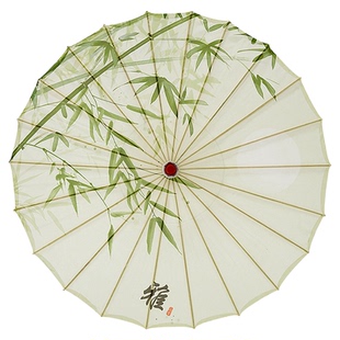 古风油纸伞绿竹荷花水墨演出复古吊顶装饰摄影古典舞蹈伞汉服道具