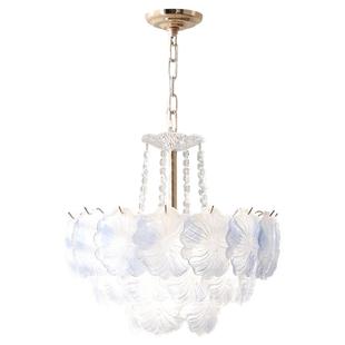 法式中古风花瓣玻璃吊灯轻奢客厅餐厅主卧室灯具复古温馨浪漫灯饰