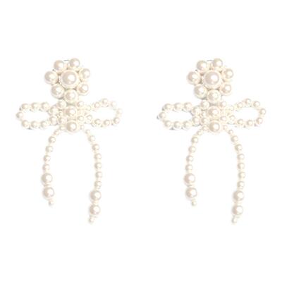 LADECORATION珍珠蝴蝶结耳环