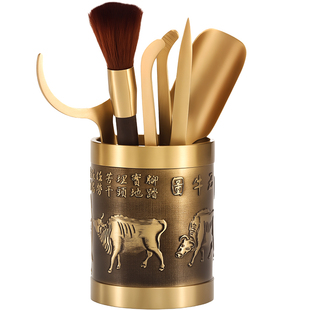 茶道纯铜六君子套装功夫茶具配件大全喝茶用品高档茶夹笔茶针茶勺