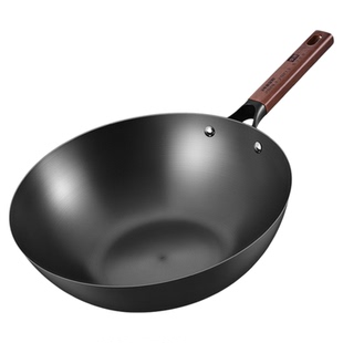 中康铁锅炒锅老式传统家用精铁锅无涂层不粘平底燃气电磁炉炒菜锅