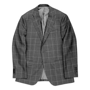 灰色加厚秋冬窗格纯毛西装西服套装量身定做上海实体上门测量修身