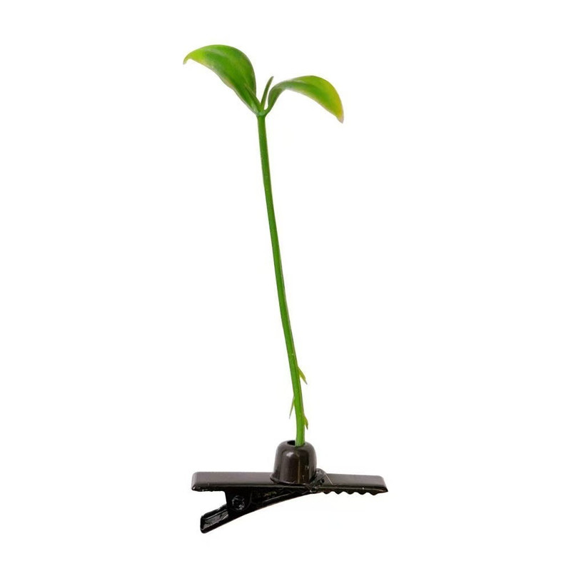 头上长草创意植物发夹一根草发饰幼儿园表演搞怪饰品绿芽可爱边夹