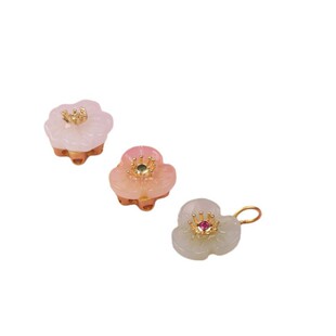 保色18k古法金三瓣花平安扣吊坠diy国风饰品配件手链项链高贵挂件