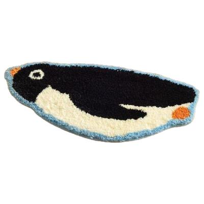 可爱卡通企鹅北极熊植绒地毯防滑