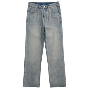 美式高街复古牛仔裤男女款春夏季港风潮牌直筒宽松阔腿裤子高级感