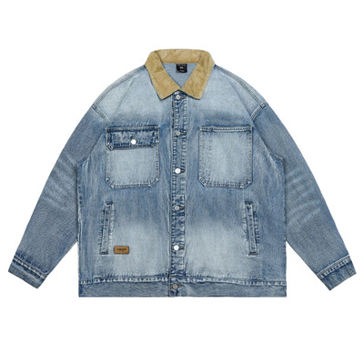 韦恩泽维尔翻领春秋宽松撞色夹克