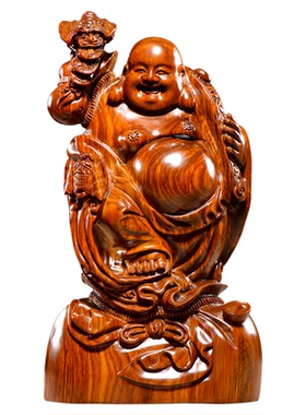 知府弥勒佛像摆件全家福红木